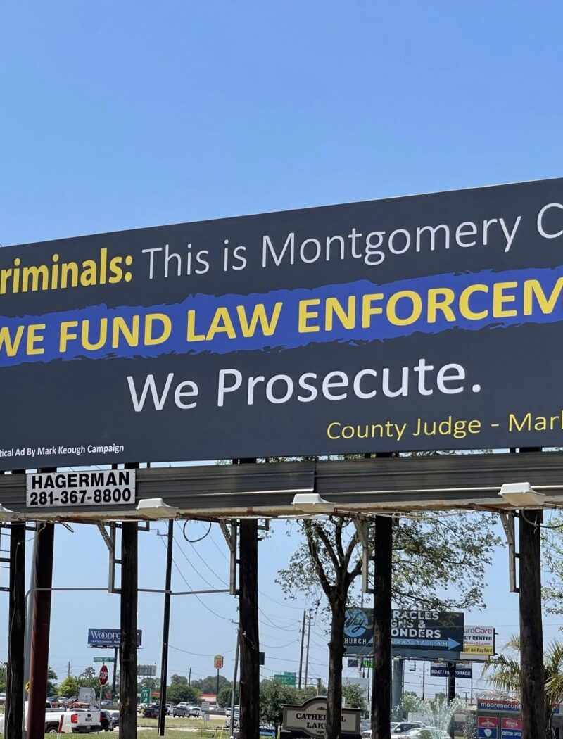 Montgomery County Judge Mark Keough stands with Sheriff's Deputies and Constables to announce the new Law Enforcement Pay Parity Plan.