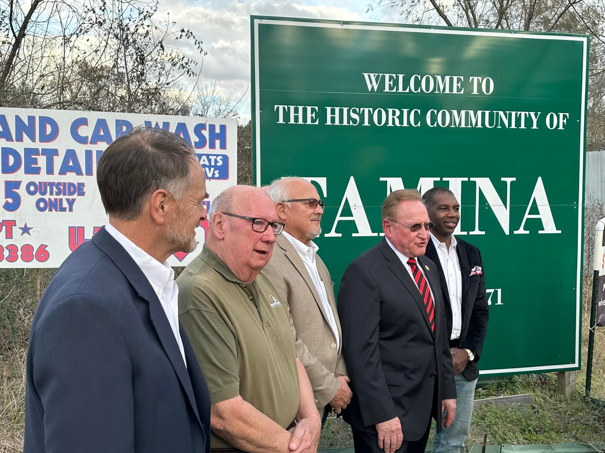 Montgomery County Judge Mark Keough joins the City of Shenandoah and the Tamina Community at the construction site of the new Tamina water and sewer infrastructure project.