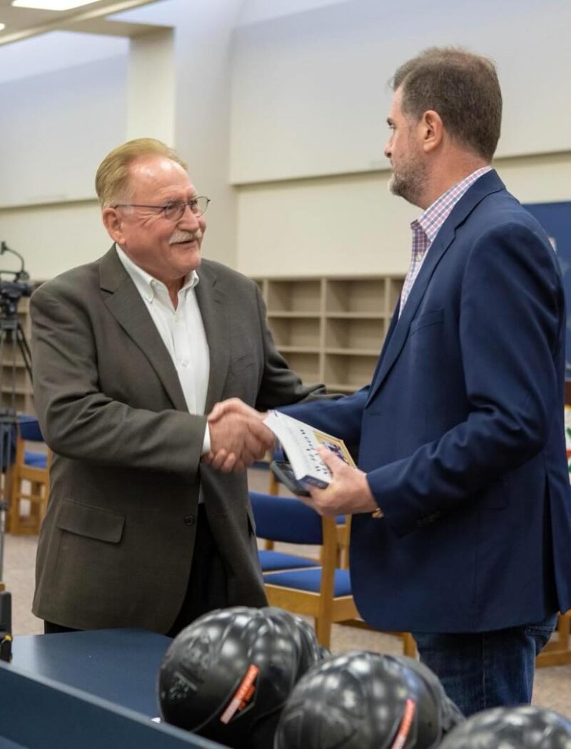 Montgomery County Judge Mark Keough tanks State Senator Brandon Creighton for his assistance in securing state funding for the Montgomery County Reality Based Training Center located in New Caney, Texas.